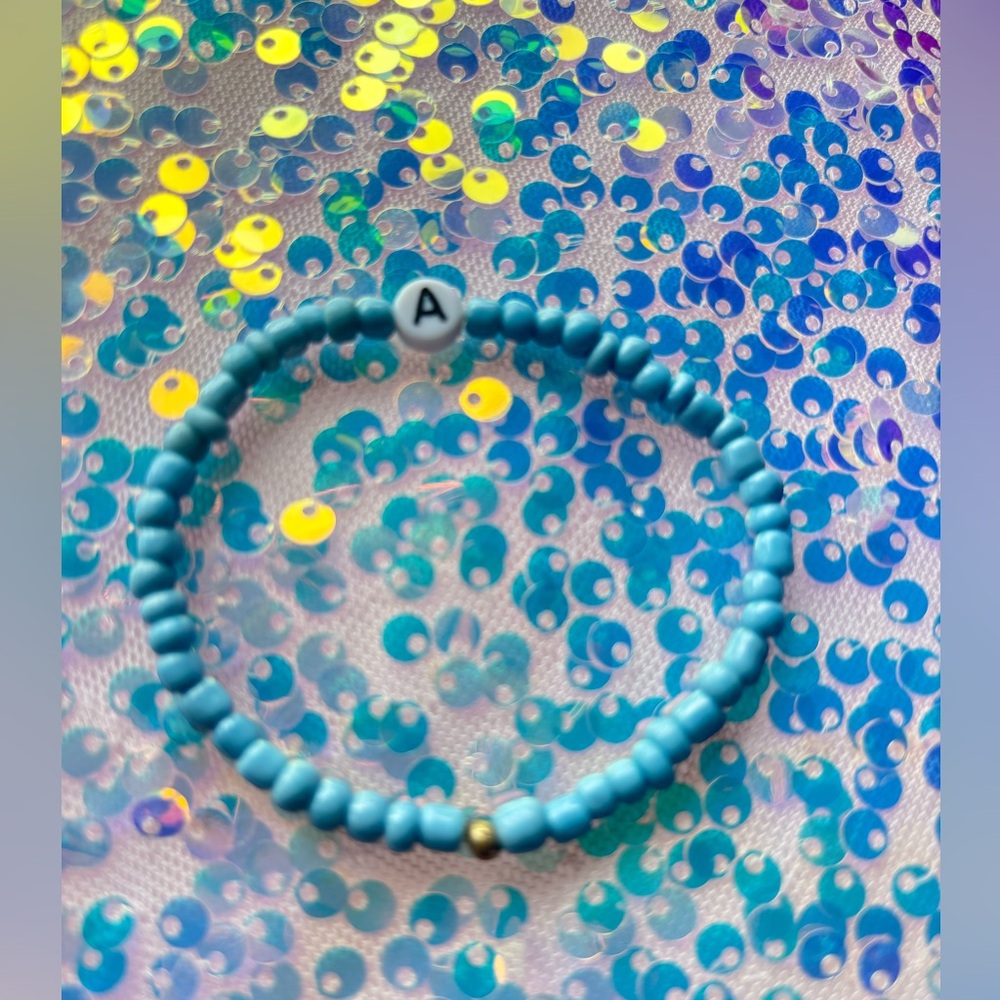 Blue & Gold Children’s Bracelet w/ Letter “A”